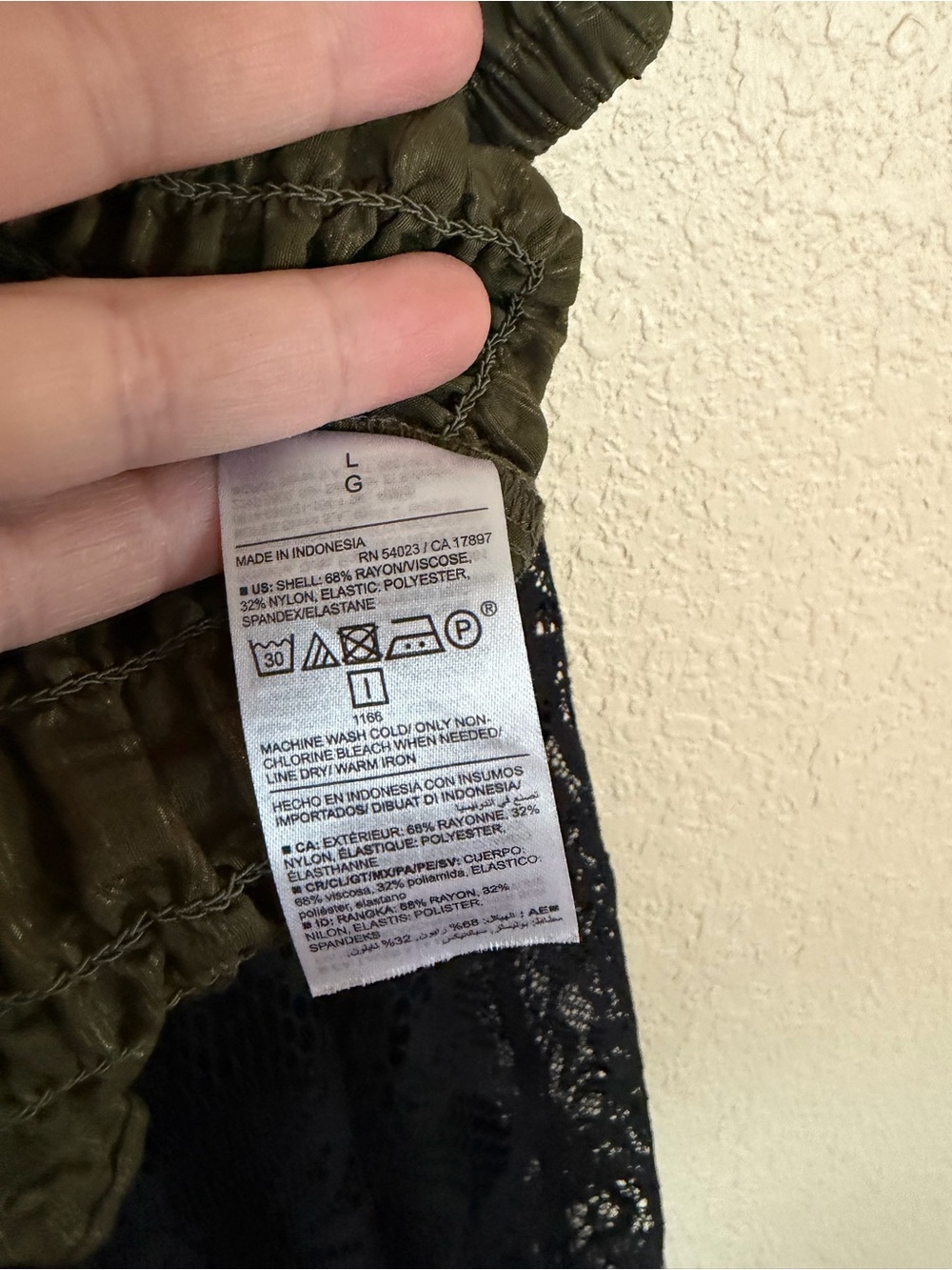 Olive green Old Navy smocked top with puffy sleeves. Size large. - Picture 2 of 7